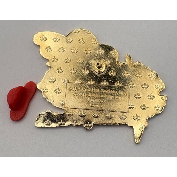 Red Hat Society Pennsylvania State Brooch Pin Purple Map Pink Flowers Gold Tone - Picture 2 of 7